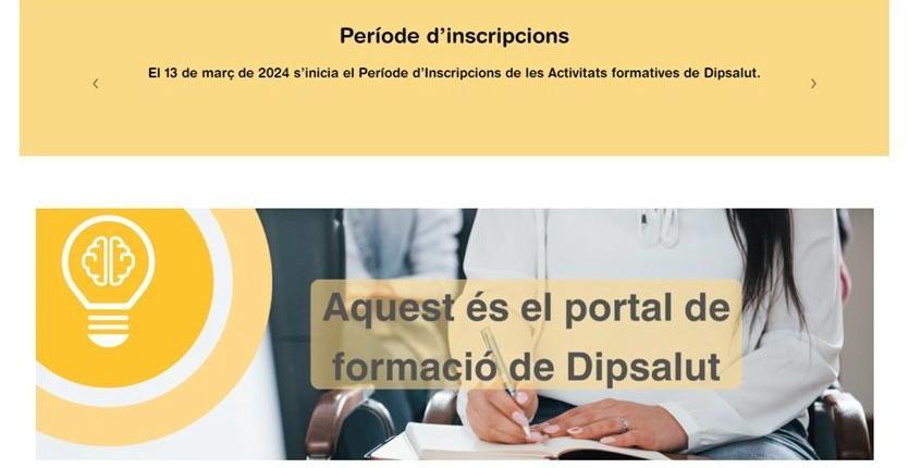 Captura de pantalla del nou portal de formació de Dipsalut